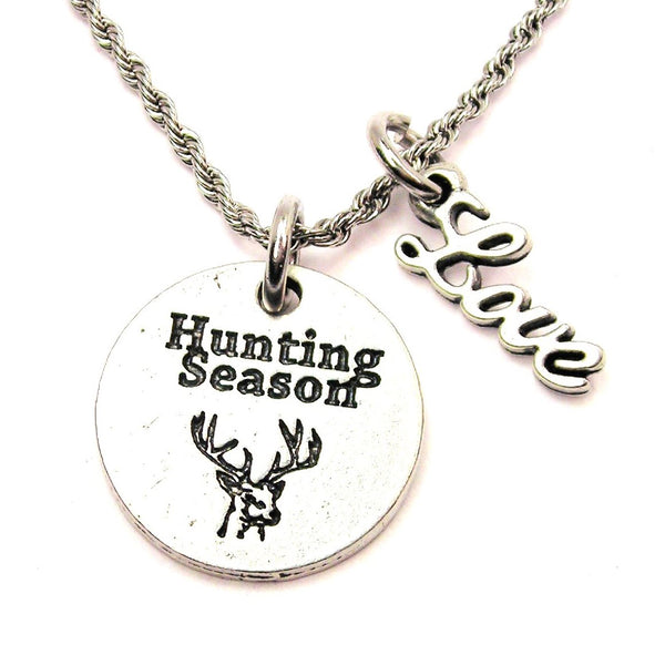 Hunting Season 20" Chain Necklace With Cursive Love Accent