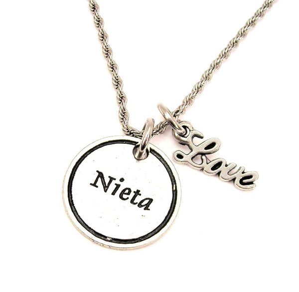 Nieta Granddaughter 20" Chain Necklace With Cursive Love Accent