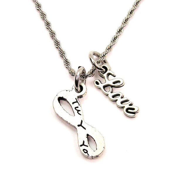 Tu Y Yo 20" Chain Necklace With Cursive Love Accent