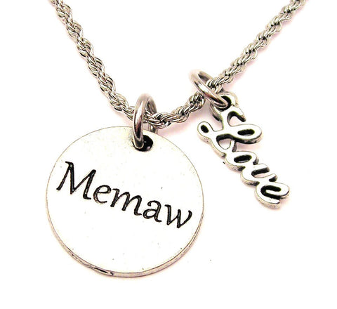 Memaw 20" Chain Necklace With Cursive Love Accent