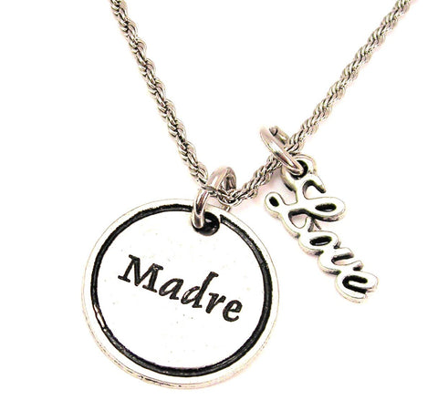 Madre Mother 20" Chain Necklace With Cursive Love Accent
