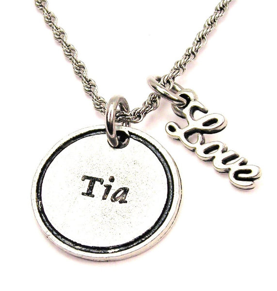 Tia 20" Chain Necklace With Cursive Love Accent