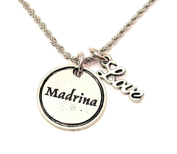 Madrina 20" Chain Necklace With Cursive Love Accent