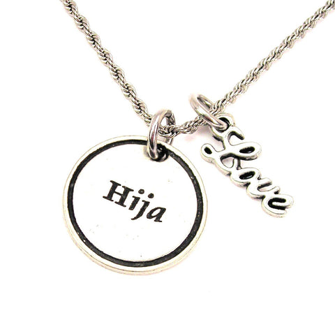 Hija Daughter 20" Chain Necklace With Cursive Love Accent