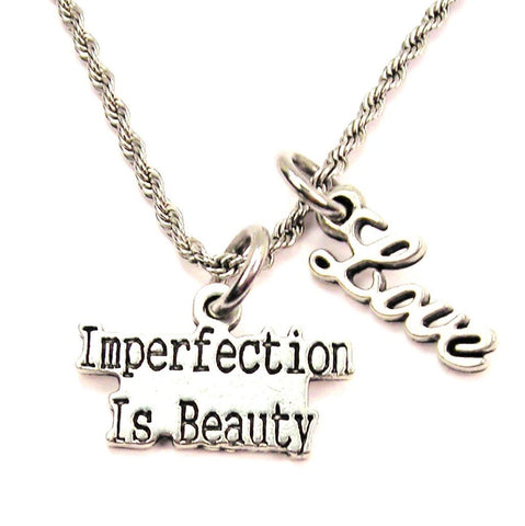 Imperfection Is Beauty 20" Chain Necklace With Cursive Love Accent