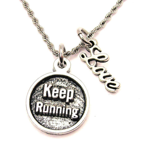 Keep Running 20" Chain Necklace With Cursive Love Accent
