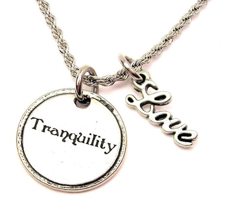 Tranquility 20" Chain Necklace With Cursive Love Accent