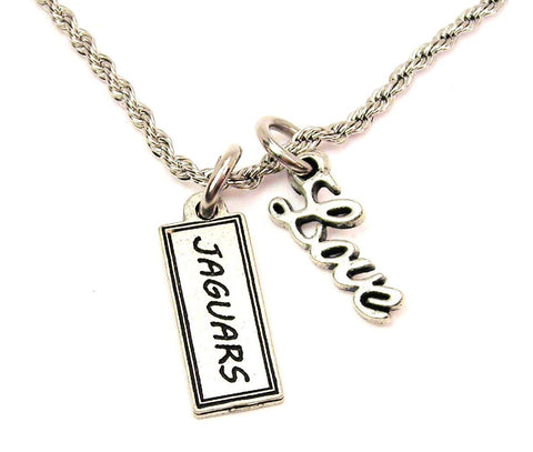 Jaguars Tab 20" Chain Necklace With Cursive Love Accent