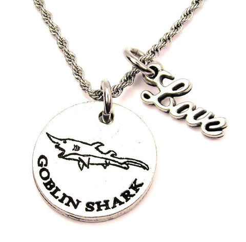 Goblin Shark 20" Chain Necklace With Cursive Love Accent