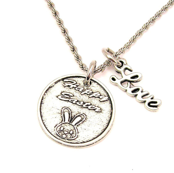 Happy Easter 20" Chain Necklace With Cursive Love Accent