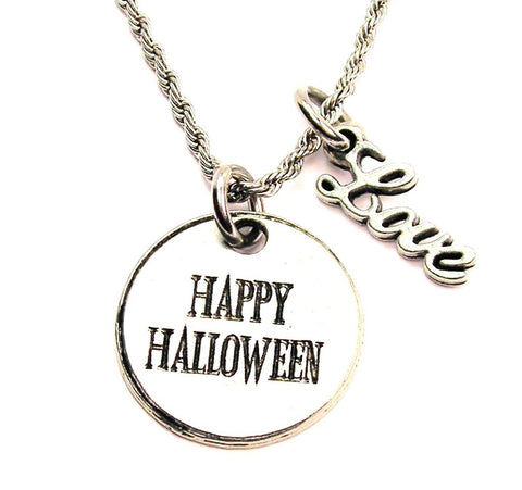 Happy Halloween 20" Chain Necklace With Cursive Love Accent