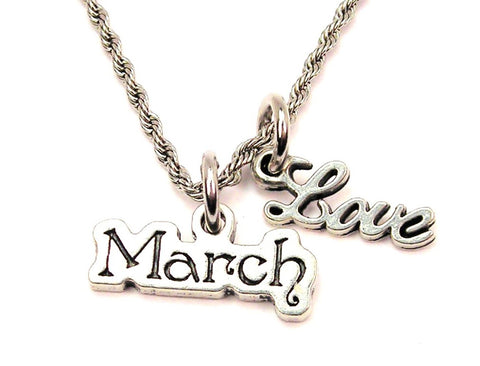 March 20" Chain Necklace With Cursive Love Accent