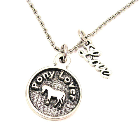 Pony Lover 20" Chain Necklace With Cursive Love Accent