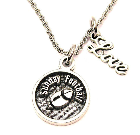 Sunday Football 20" Chain Necklace With Cursive Love Accent