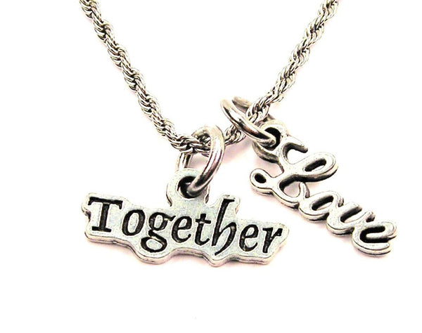 Together 20" Chain Necklace With Cursive Love Accent