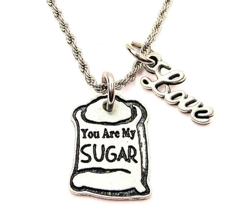 You Are My Sugar 20" Chain Necklace With Cursive Love Accent