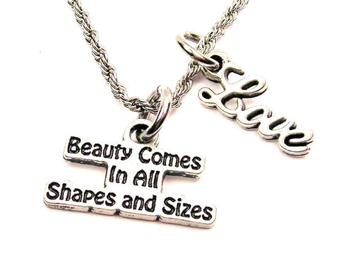 Beauty Comes In All Shapes And Sizes 20" Chain Necklace With Cursive Love Accent