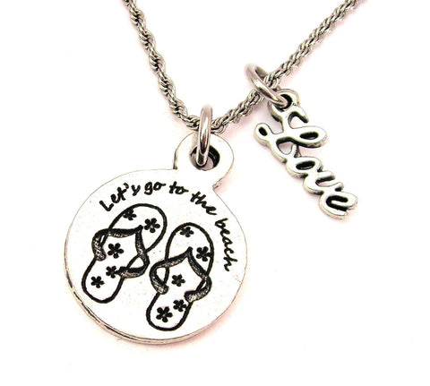 Let's Go To The Beach 20" Chain Necklace With Cursive Love Accent