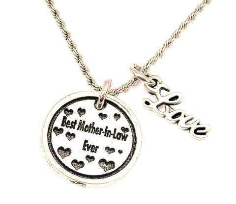 Best Mother In Law Ever 20" Chain Necklace With Cursive Love Accent