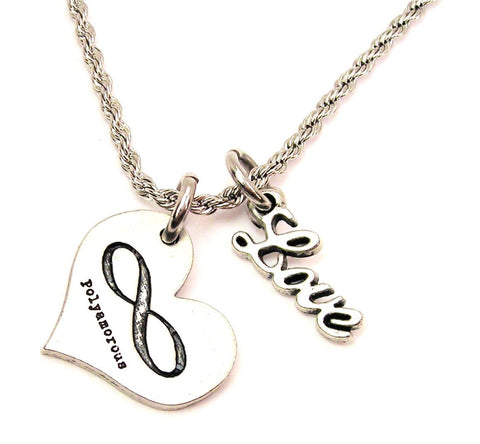 Polyamorous 20" Chain Necklace With Cursive Love Accent