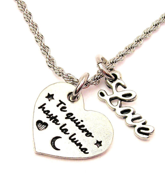 Te Quiero Hasta La Luna 20" Chain Necklace With Cursive Love Accent