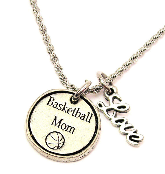 Basketball Mom 20" Chain Necklace With Cursive Love Accent