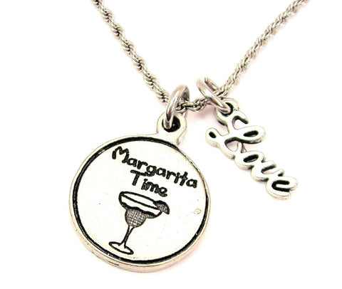 Margarita Time 20" Chain Necklace With Cursive Love Accent