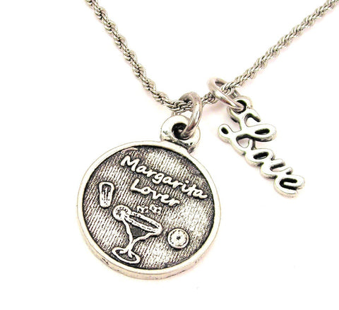 Margarita Lover 20" Chain Necklace With Cursive Love Accent