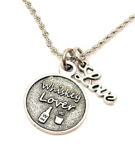 Whiskey Lover 20" Chain Necklace With Cursive Love Accent