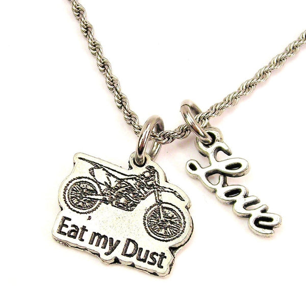 Eat My Dust 20" Chain Necklace With Cursive Love Accent