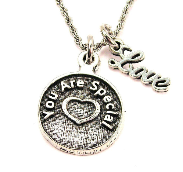 You Are Special 20" Chain Necklace With Cursive Love Accent