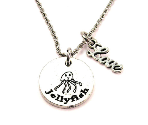 Jellyfish 20" Chain Necklace With Cursive Love Accent