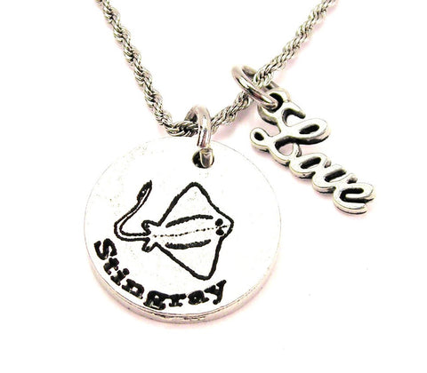 Stingray 20" Chain Necklace With Cursive Love Accent