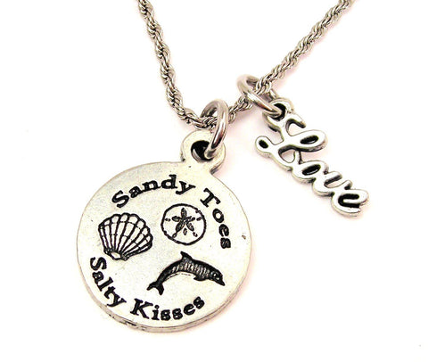 Sandy Toes Salty Kisses 20" Chain Necklace With Cursive Love Accent