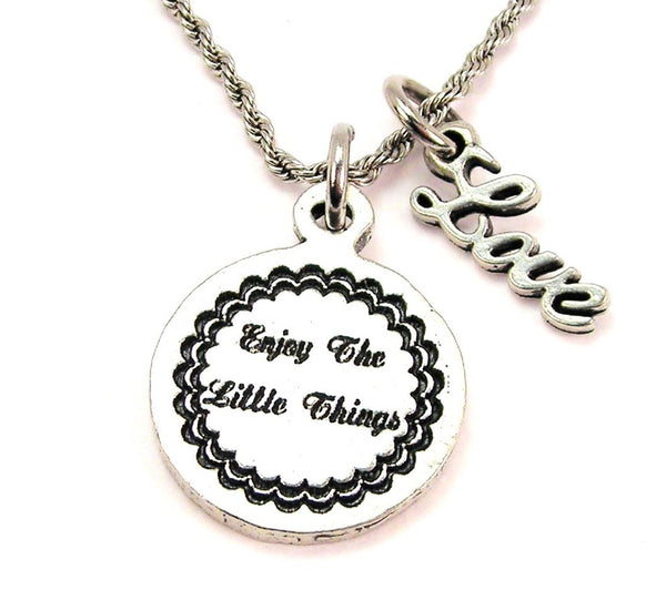 Enjoy The Little Things 20" Chain Necklace With Cursive Love Accent