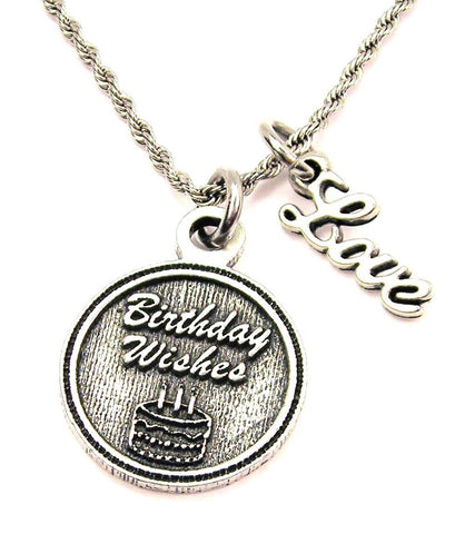 Birthday Wishes 20" Chain Necklace With Cursive Love Accent