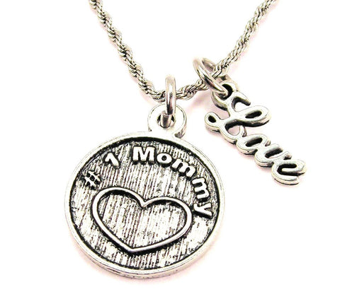 #1 Mommy 20" Chain Necklace With Cursive Love Accent