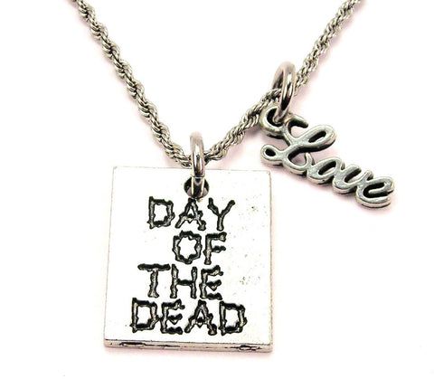 Day Of The Dead 20" Chain Necklace With Cursive Love Accent