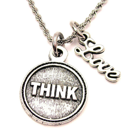 Think 20" Chain Necklace With Cursive Love Accent