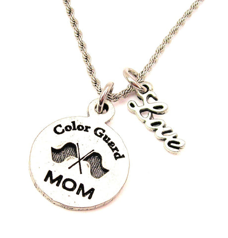 Color Guard Mom 20" Chain Necklace With Cursive Love Accent