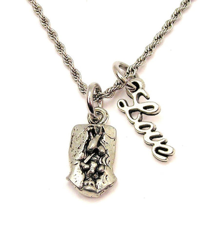 Natural Child Birth 20" Chain Necklace With Cursive Love Accent