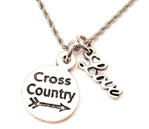Cross Country 20" Chain Necklace With Cursive Love Accent