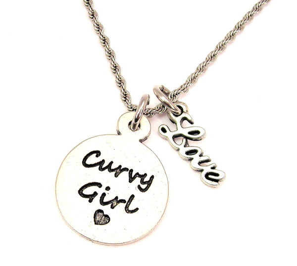 Curvy Girl 20" Chain Necklace With Cursive Love Accent