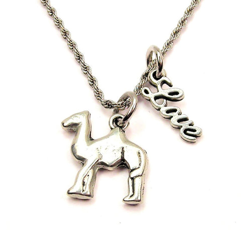 Camel 20" Chain Necklace With Cursive Love Accent
