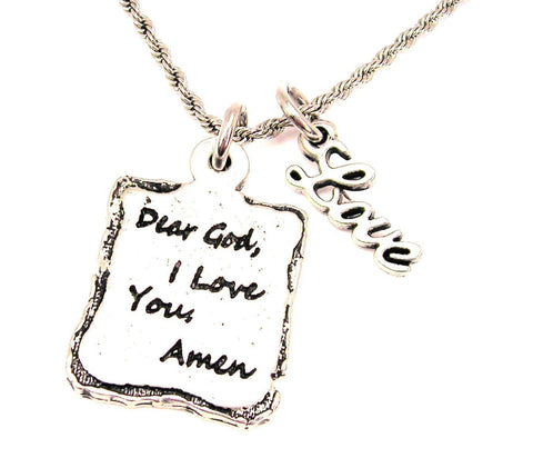 Dear God I Love You Amen 20" Chain Necklace With Cursive Love Accent