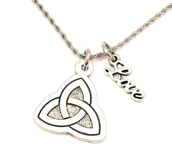 Triquetra 20" Chain Necklace With Cursive Love Accent