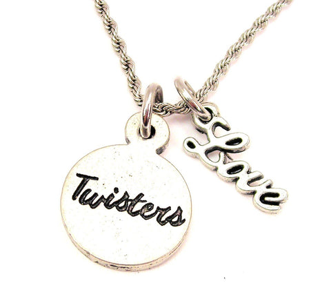 Twisters 20" Chain Necklace With Cursive Love Accent