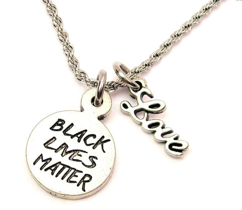 Black Lives Matter 20" Chain Necklace With Cursive Love Accent