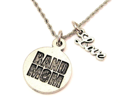 Band Mom 20" Chain Necklace With Cursive Love Accent