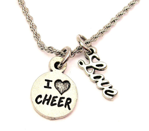 I Love Cheer 20" Chain Necklace With Cursive Love Accent